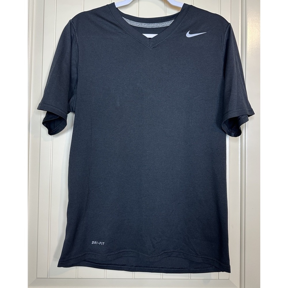 Mens NIKE Dri-FIT black v-neck short sleeve shirt sz S GUC